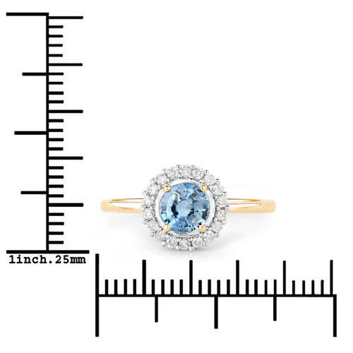 1.03 Carat Genuine Blue Sapphire and White Diamond 14K Yellow Gold Ring by Bids.com