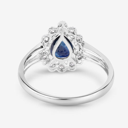 1.46 Carat Genuine Blue Sapphire and White Diamond 10K White Gold Ring by Bids.com