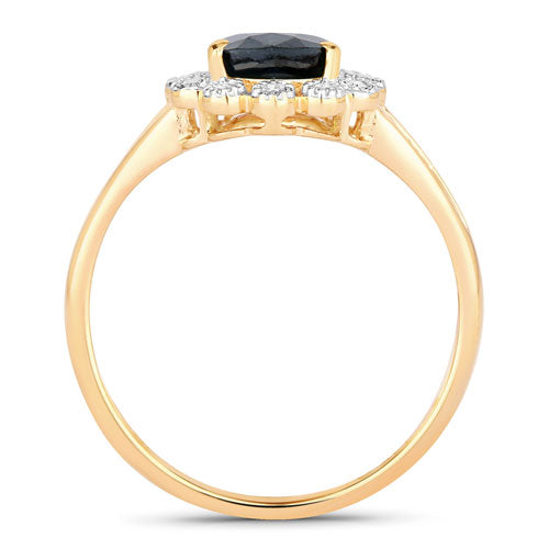 1.46 Carat Genuine Blue Sapphire and White Diamond 10K Yellow Gold Ring by Bids.com