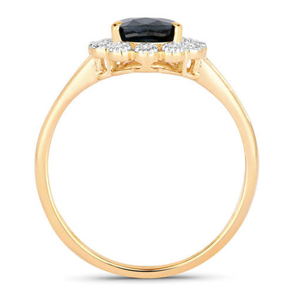 1.46 Carat Genuine Blue Sapphire and White Diamond 10K Yellow Gold Ring by Bids.com