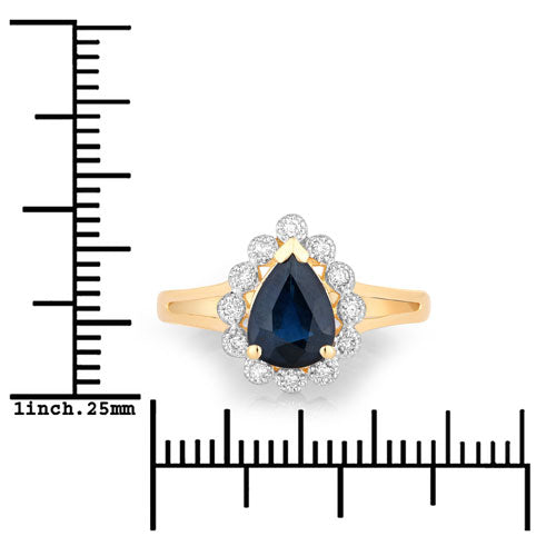 1.46 Carat Genuine Blue Sapphire and White Diamond 10K Yellow Gold Ring by Bids.com