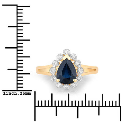 1.46 Carat Genuine Blue Sapphire and White Diamond 10K Yellow Gold Ring by Bids.com