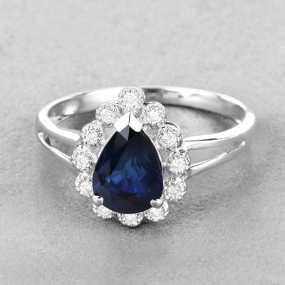 1.46 Carat Genuine Blue Sapphire and White Diamond 14K White Gold Ring by Bids.com