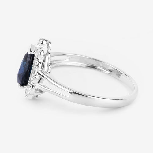 1.46 Carat Genuine Blue Sapphire and White Diamond 14K White Gold Ring by Bids.com