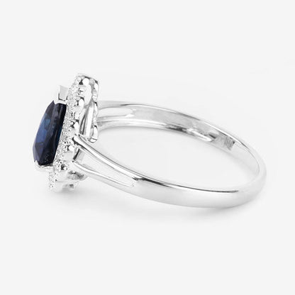 1.46 Carat Genuine Blue Sapphire and White Diamond 14K White Gold Ring by Bids.com