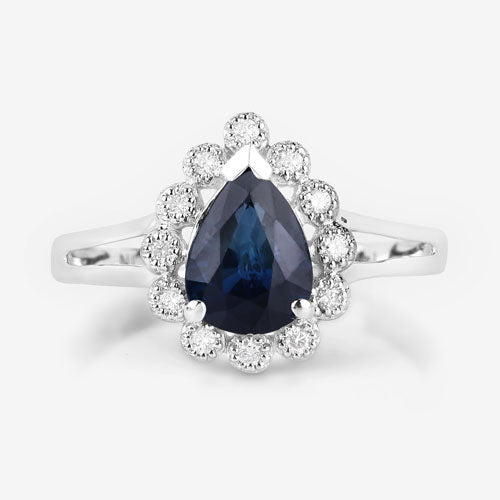 1.46 Carat Genuine Blue Sapphire and White Diamond 14K White Gold Ring by Bids.com