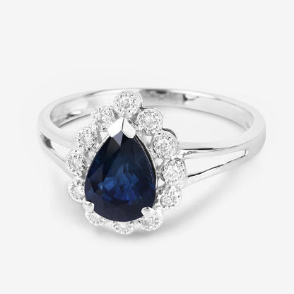 1.46 Carat Genuine Blue Sapphire and White Diamond 14K White Gold Ring by Bids.com