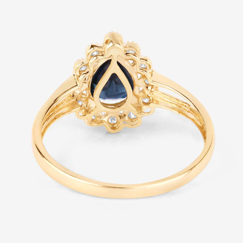 1.46 Carat Genuine Blue Sapphire and White Diamond 10K Yellow Gold Ring by Bids.com