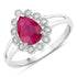 1.31 Carat Genuine Ruby and White Diamond 10K White Gold Ring by Bids.com