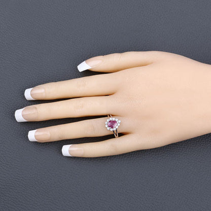 1.31 Carat Genuine Ruby and White Diamond 10K White Gold Ring by Bids.com