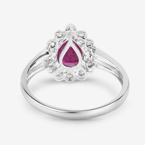 1.31 Carat Genuine Ruby and White Diamond 10K White Gold Ring by Bids.com