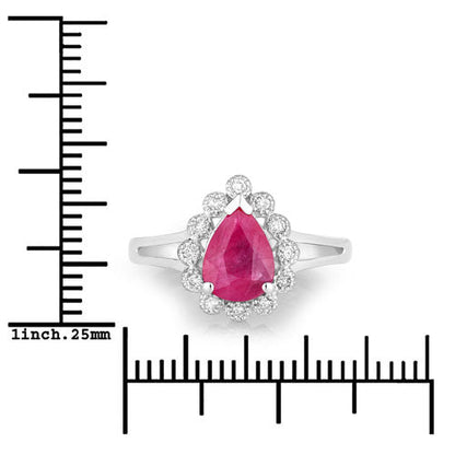 1.31 Carat Genuine Ruby and White Diamond 10K White Gold Ring by Bids.com