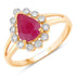 1.31 Carat Genuine Ruby and White Diamond 10K Yellow Gold Ring by Bids.com