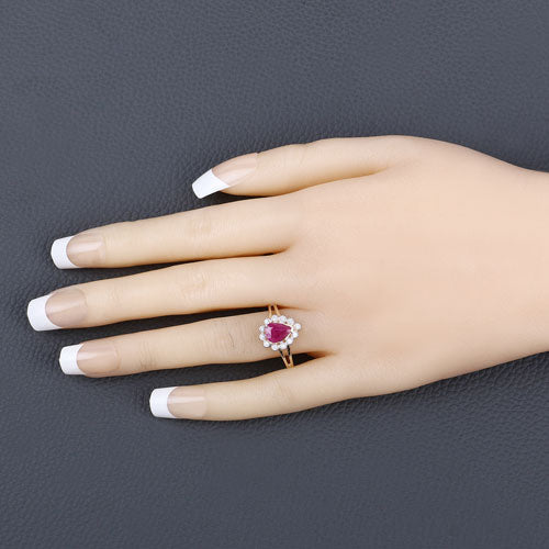 1.31 Carat Genuine Ruby and White Diamond 10K Yellow Gold Ring by Bids.com