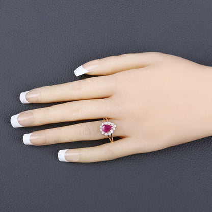 1.31 Carat Genuine Ruby and White Diamond 10K Yellow Gold Ring by Bids.com