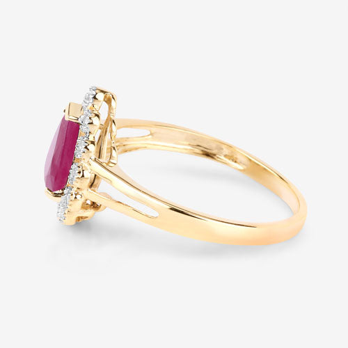 1.31 Carat Genuine Ruby and White Diamond 10K Yellow Gold Ring by Bids.com