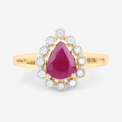 1.31 Carat Genuine Ruby and White Diamond 10K Yellow Gold Ring by Bids.com