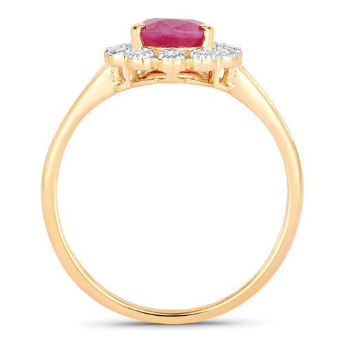 1.31 Carat Genuine Ruby and White Diamond 10K Yellow Gold Ring by Bids.com