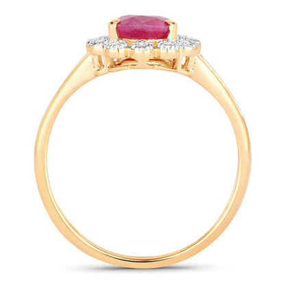 1.31 Carat Genuine Ruby and White Diamond 10K Yellow Gold Ring by Bids.com