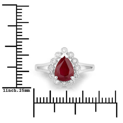 1.31 Carat Genuine Ruby and White Diamond 14K White Gold Ring by Bids.com