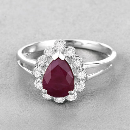 1.31 Carat Genuine Ruby and White Diamond 14K White Gold Ring by Bids.com