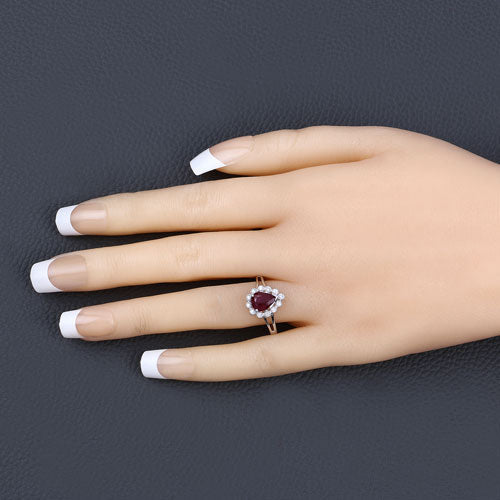 1.31 Carat Genuine Ruby and White Diamond 14K White Gold Ring by Bids.com