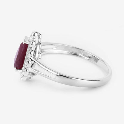 1.31 Carat Genuine Ruby and White Diamond 14K White Gold Ring by Bids.com