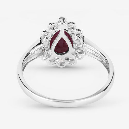 1.31 Carat Genuine Ruby and White Diamond 14K White Gold Ring by Bids.com
