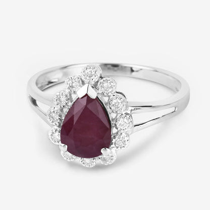 1.31 Carat Genuine Ruby and White Diamond 14K White Gold Ring by Bids.com