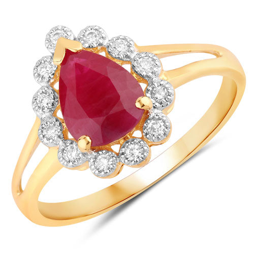 1.31 Carat Genuine Ruby and White Diamond 14K Yellow Gold Ring by Bids.com