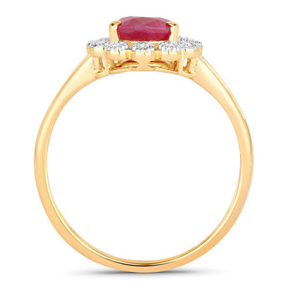 1.31 Carat Genuine Ruby and White Diamond 14K Yellow Gold Ring by Bids.com