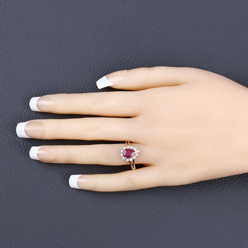 1.31 Carat Genuine Ruby and White Diamond 14K Yellow Gold Ring by Bids.com