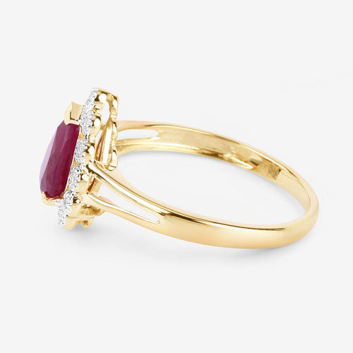 1.31 Carat Genuine Ruby and White Diamond 14K Yellow Gold Ring by Bids.com