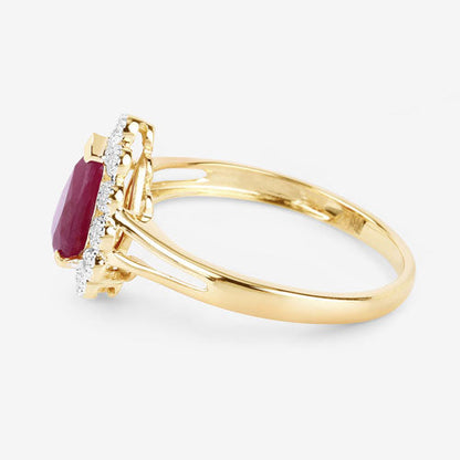 1.31 Carat Genuine Ruby and White Diamond 14K Yellow Gold Ring by Bids.com
