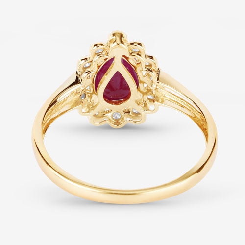 1.31 Carat Genuine Ruby and White Diamond 14K Yellow Gold Ring by Bids.com