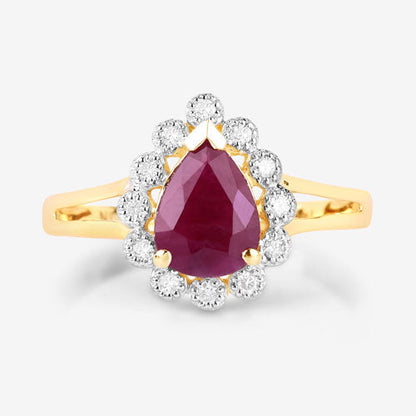1.31 Carat Genuine Ruby and White Diamond 14K Yellow Gold Ring by Bids.com
