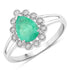 1.22 Carat Genuine Zambian Emerald and White Diamond 10K White Gold Ring  DestGlow