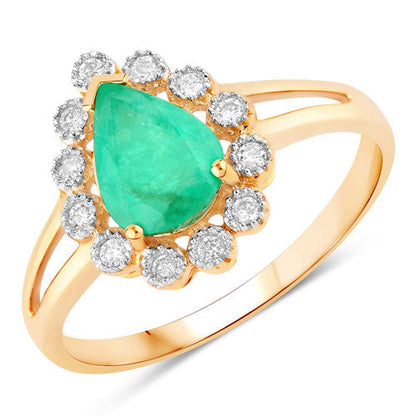 1.22 Carat Genuine Zambian Emerald and White Diamond 10K Yellow Gold Ring by Bids.com