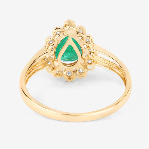 1.22 Carat Genuine Zambian Emerald and White Diamond 10K Yellow Gold Ring by Bids.com