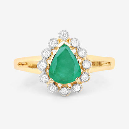 1.22 Carat Genuine Zambian Emerald and White Diamond 10K Yellow Gold Ring by Bids.com