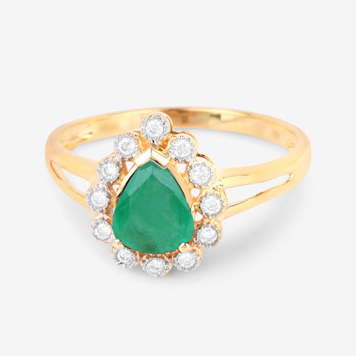 1.22 Carat Genuine Zambian Emerald and White Diamond 10K Yellow Gold Ring by Bids.com