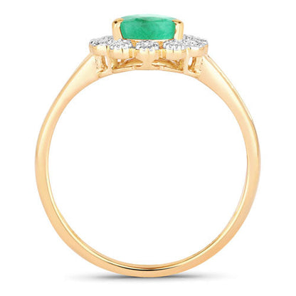 1.22 Carat Genuine Zambian Emerald and White Diamond 10K Yellow Gold Ring by Bids.com