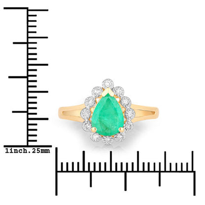 1.22 Carat Genuine Zambian Emerald and White Diamond 10K Yellow Gold Ring by Bids.com