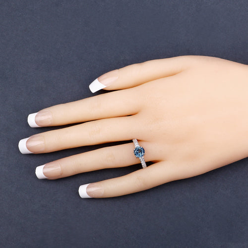 1.90 Carat Genuine Blue Sapphire and White Diamond 14K White Gold Ring by Bids.com