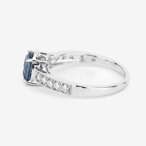 1.90 Carat Genuine Blue Sapphire and White Diamond 14K White Gold Ring by Bids.com