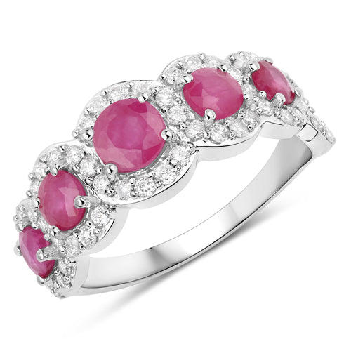 1.99 Carat Genuine Ruby and White Diamond 14K White Gold Ring by Bids.com