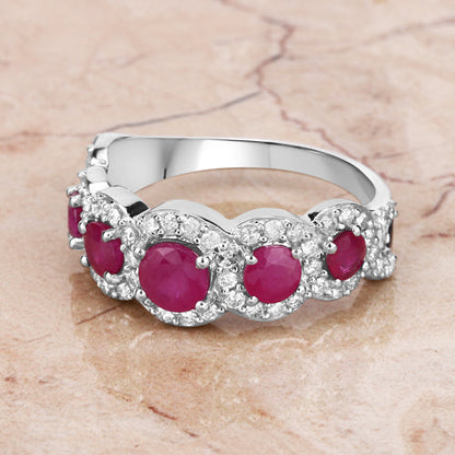 1.99 Carat Genuine Ruby and White Diamond 14K White Gold Ring by Bids.com