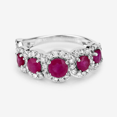 1.99 Carat Genuine Ruby and White Diamond 14K White Gold Ring by Bids.com