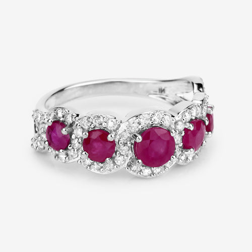 1.99 Carat Genuine Ruby and White Diamond 14K White Gold Ring by Bids.com