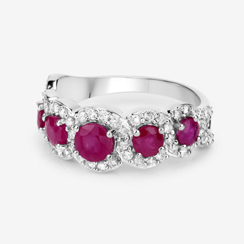 1.99 Carat Genuine Ruby and White Diamond 14K White Gold Ring by Bids.com